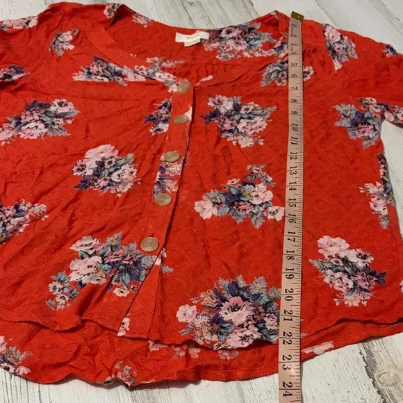 Maeve by Anthropologie Orange Floral Blouse Size 6 - Picture 9 of 9